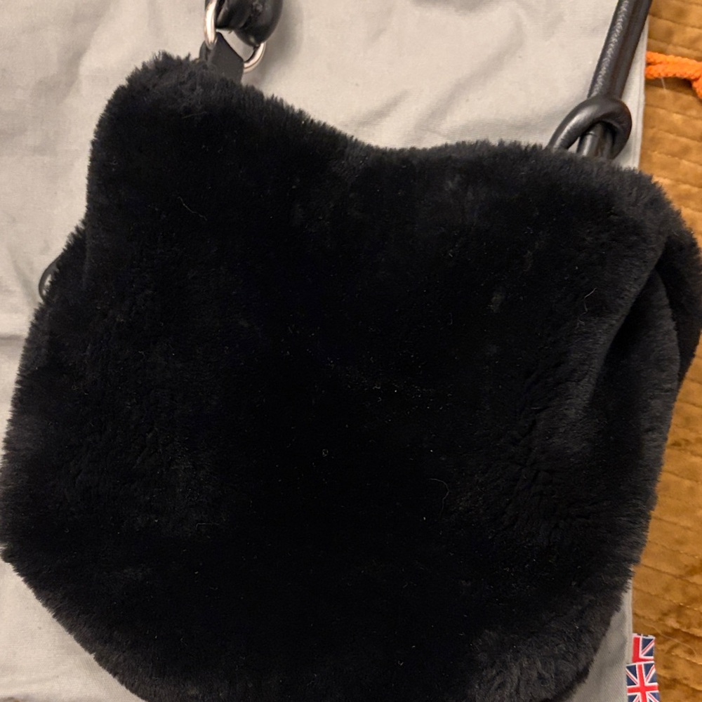 Luxurious Black Sheepwool Shoulder Bag